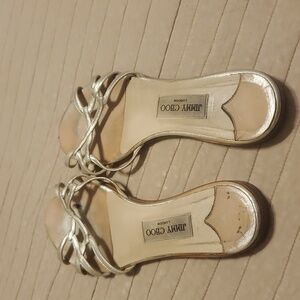 Jimmy Choo Gold metallic flat slide on sandals size 40